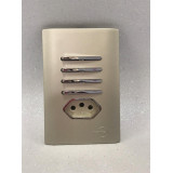 Conjunto Interruptor Quadruplo Paralelo + Tomada 10a (Especial) 4x2 - Novara Champanhe Cromado